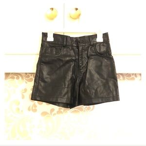 black high waisted leather shorts